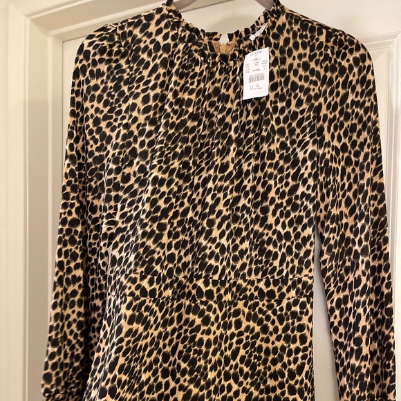 J. Crew Factory Ruffleneck Leopard Dress - Picture 3 of 14